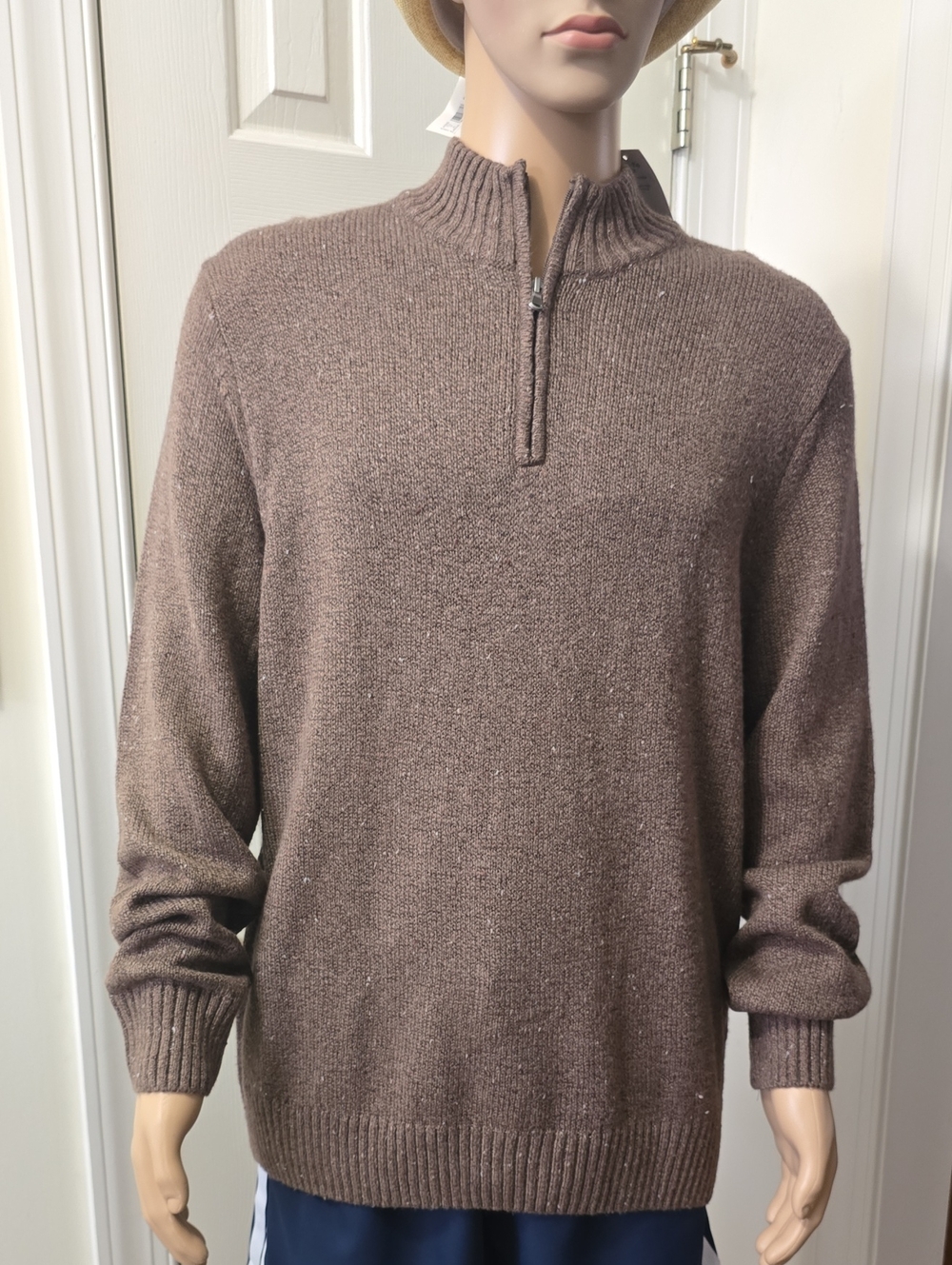 SONOMA BRAND MEN'S BIG & TALL BROWN PULLOVER QUARTER ZIP SWEATER SIZE XXL